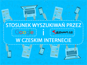 Stosunek wyszukiwań przez Google i Seznam w czeskim internecie